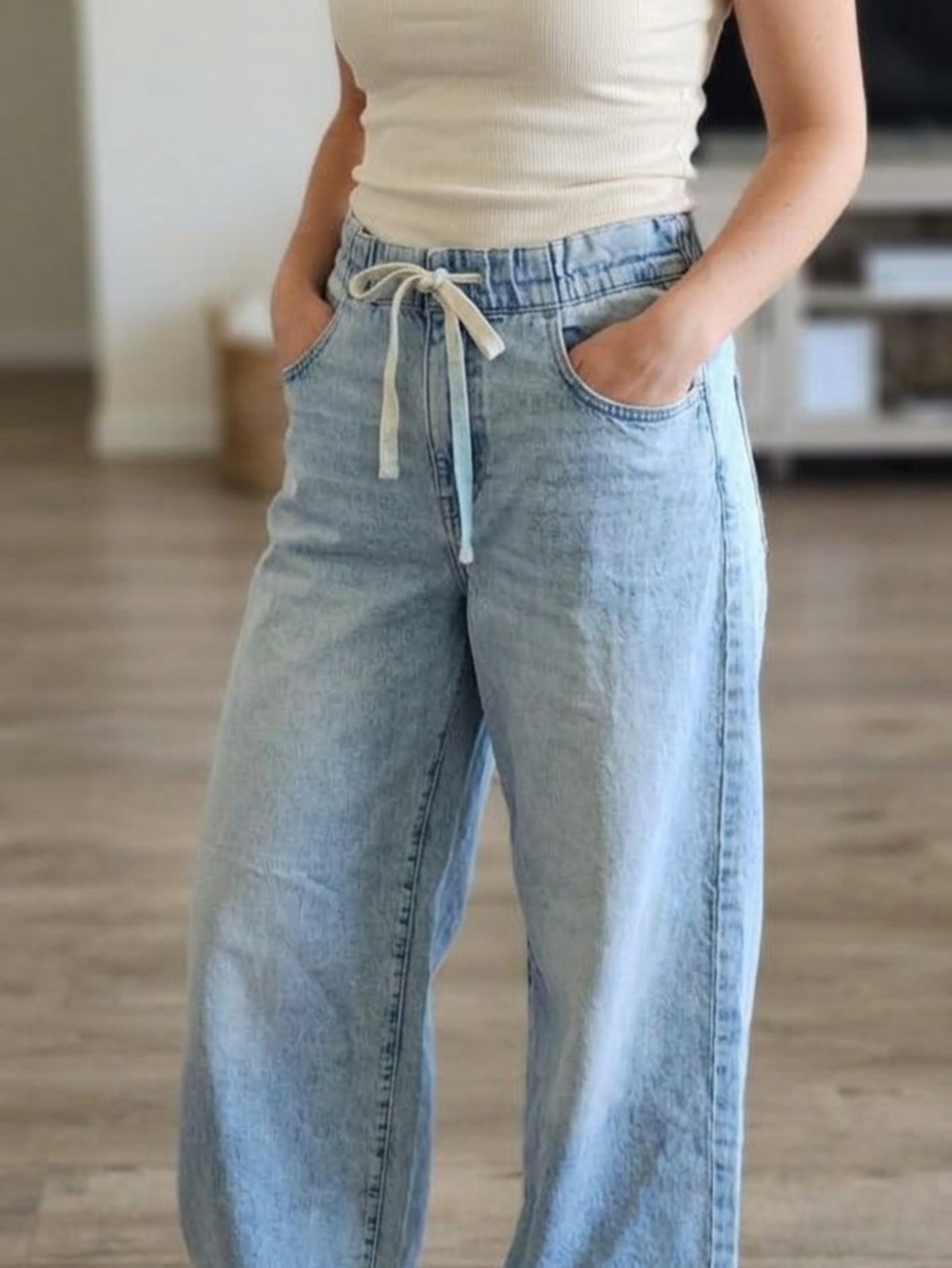 GAP Light Blue Wide Leg Drawstring Jeans - Women